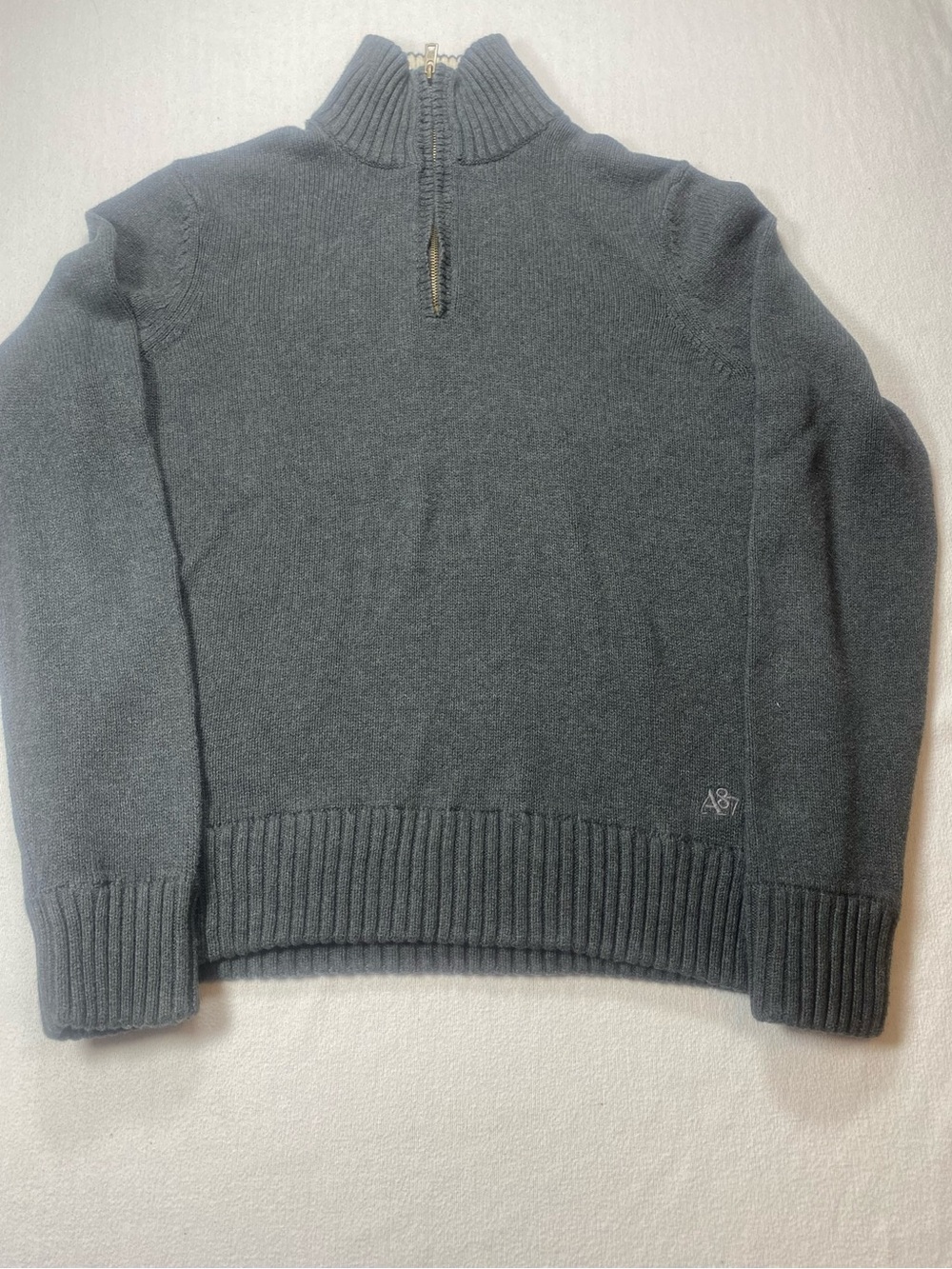 Aeropostale Men’s Charcoal Zip-Neck 100% Cotton Sweater size Large